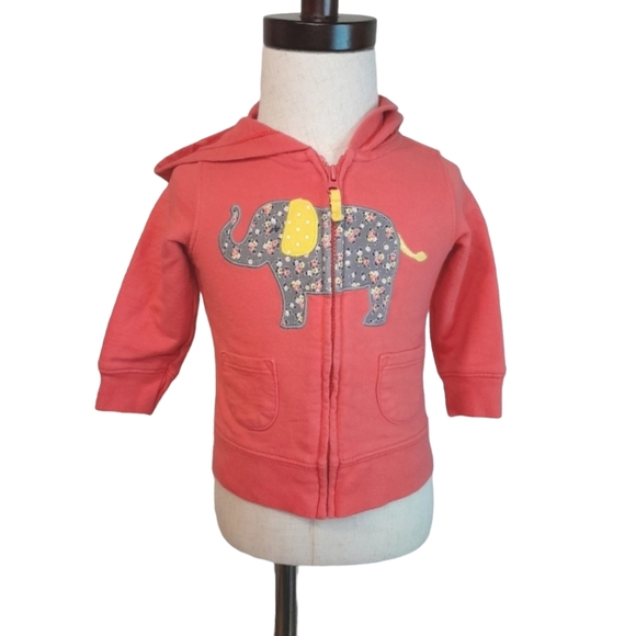 Carter's Other - Carter's Baby Girl 6 Month Coral Full Zip Hoodie Floral Elephant